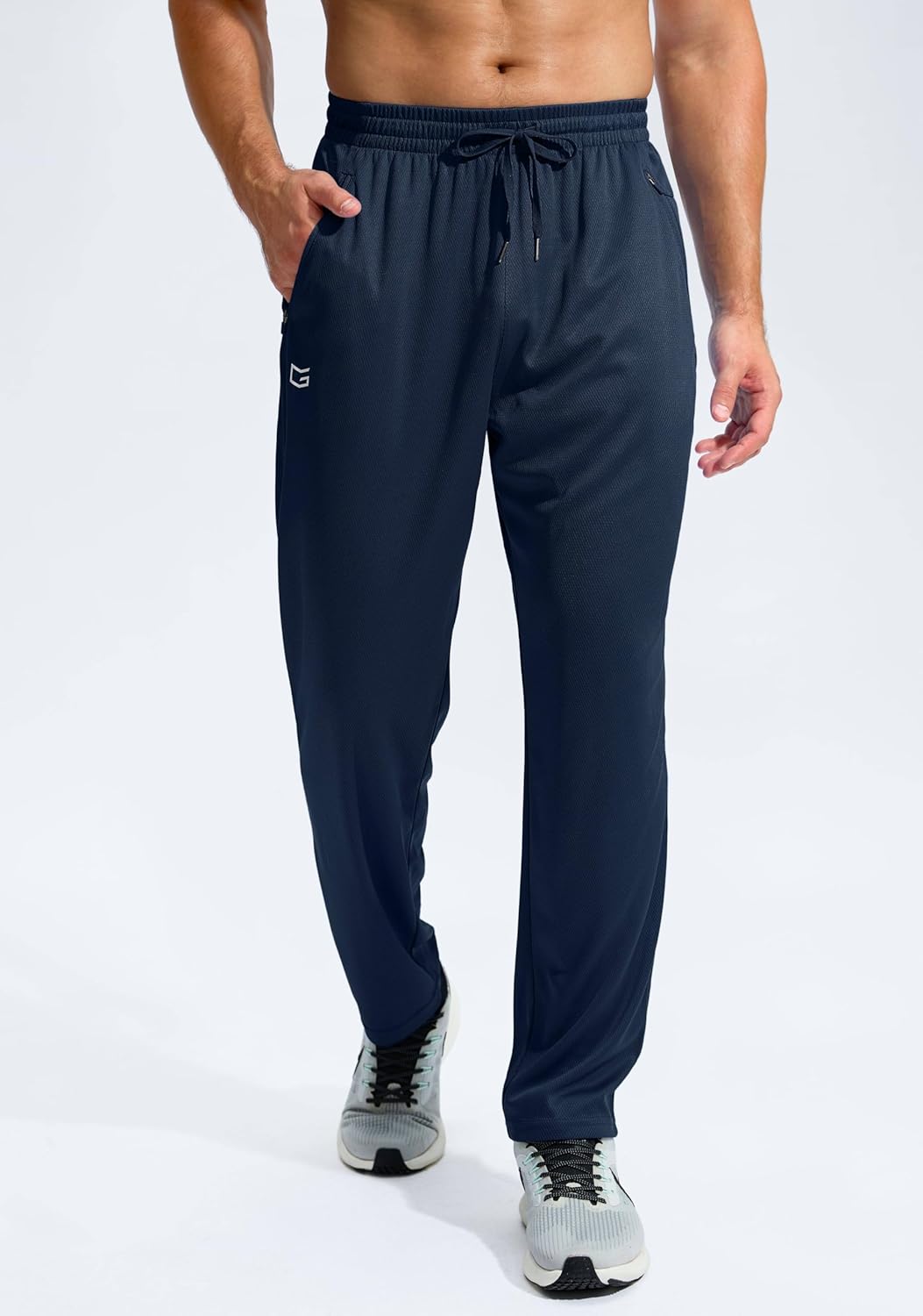 G Gradual Men's Sweatpants with Zipper Pockets Lightweight Mesh Athletic Pants for Men Open Bottom Workout Gym Running - Image 2