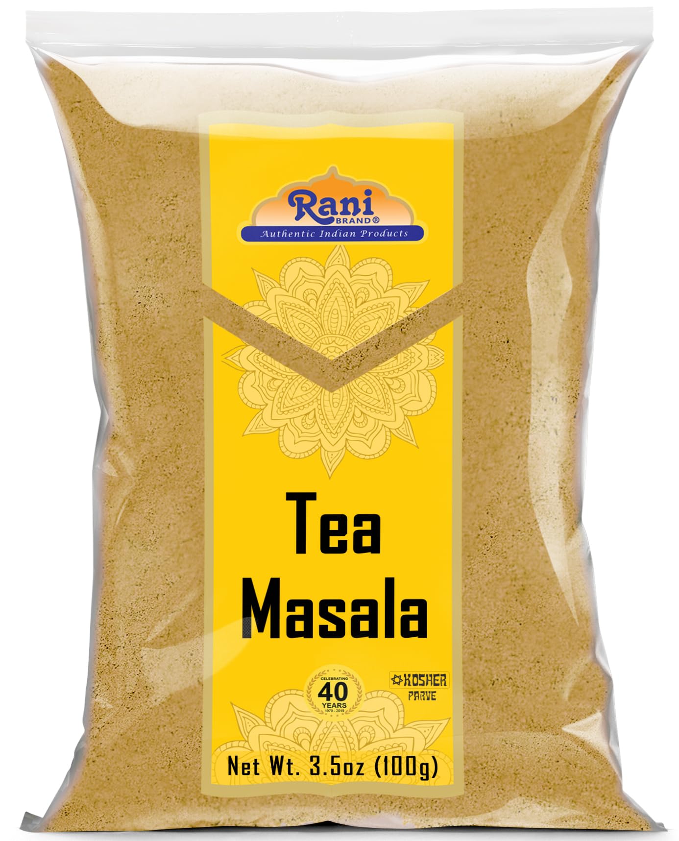 Rani Tea (Chai) Masala Indian Spice Blend 3.5oz (100g) ~ All Natural | Vegan | Gluten Friendly | Salt & Sugar Free | NON-GMO | No Colors | Indian Origin