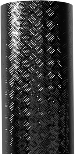 Miniatura 5 de Placa de diamante industrial con acabado cromado metálico, lámina inferior de vinilo, rollo adhesivo para estantes, paredes y pisos (negro, 17.8