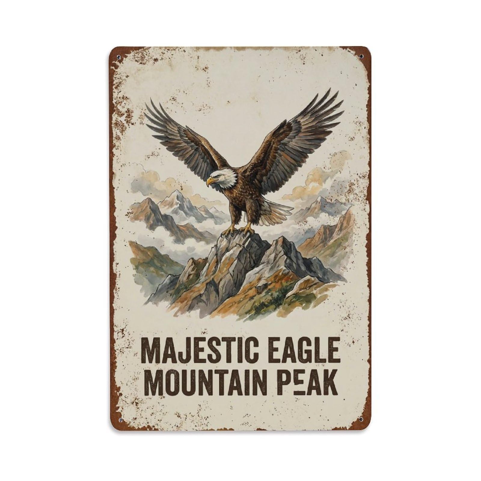 Majestic Eagle Mountain Peak Summit Metal Tin Sign