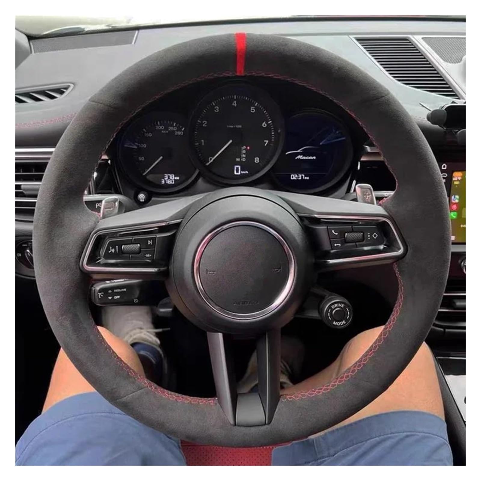 Pokrowiec na kierownicę samochodu na kierownicę samochodu zamsz dla Taycan dla Boxster dla Panamera dla Macan dla Cayenne 718 911 9YA 971 DIY ręczne szycie osłona koła niebieska nić