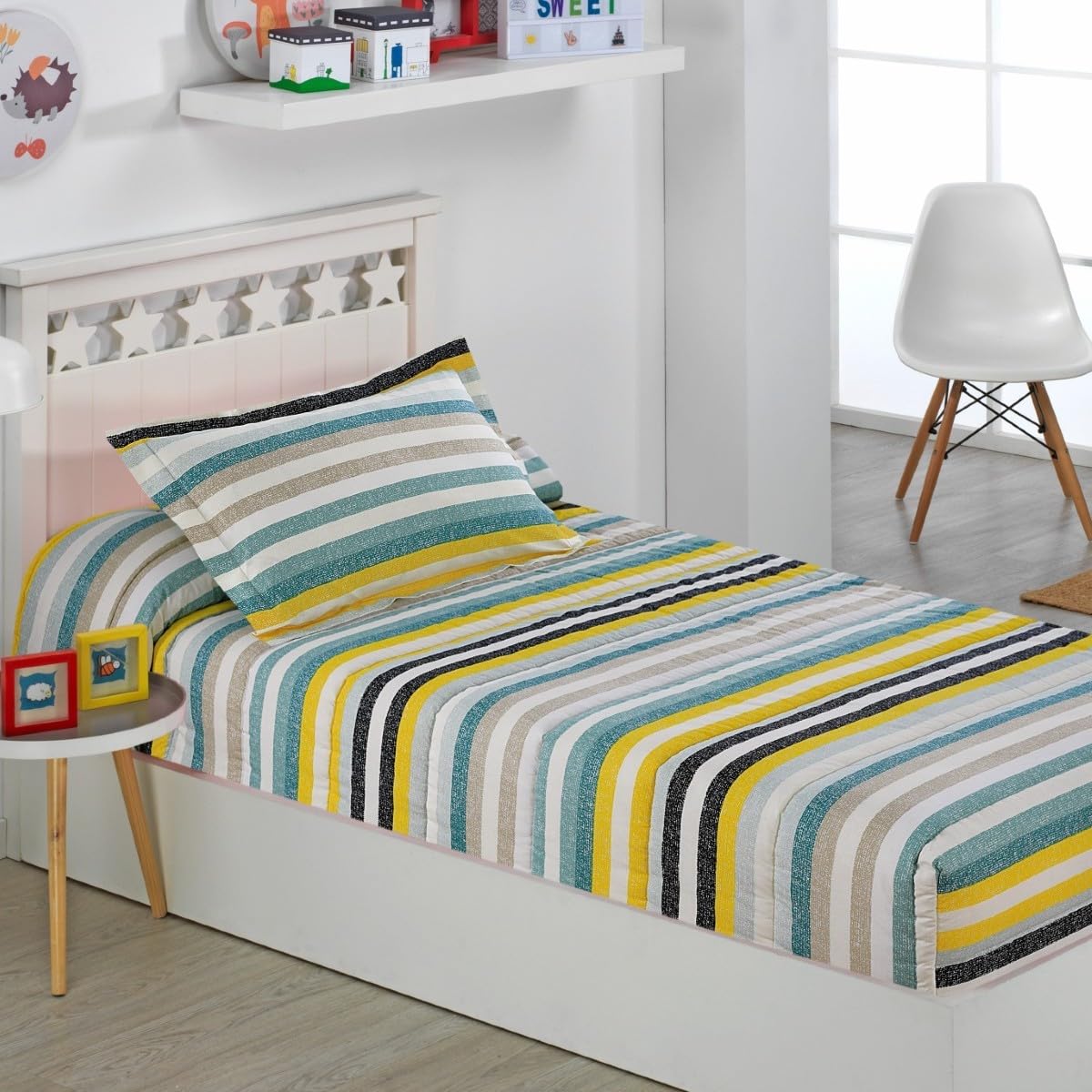 DHESTIA HOME Edredon Ajustable de 350gr para Cama 90 y Cama 105 Infantil Modelo Bari Color Único Talla Cama 90