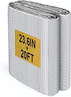 Reflectix Insulation Roll, (23.6IN X 20FT) Reflective Foil Insulations, Reflective Window Insulations for Summer Heat, Aluminum Foil Insulation Radiation Barrier for Windows, RV, Garage Door