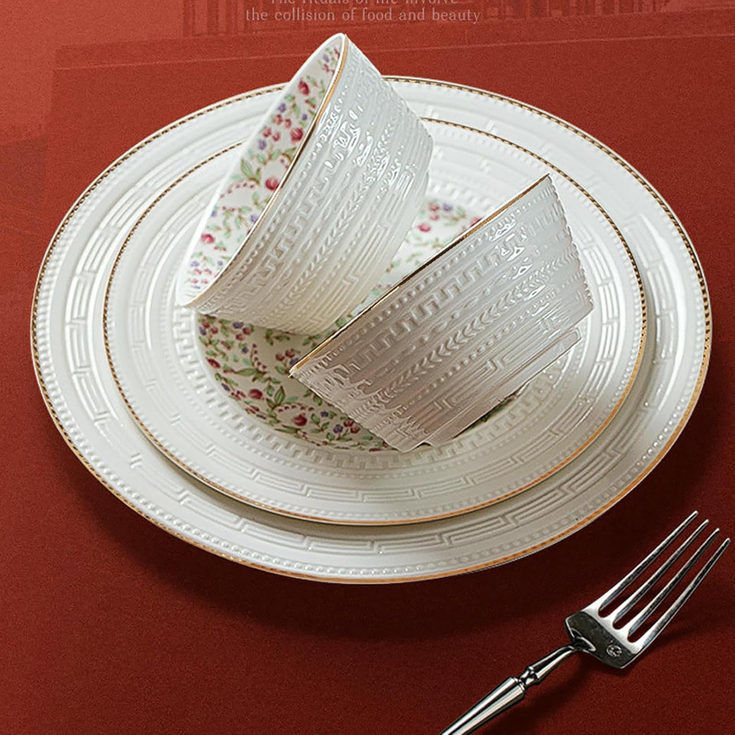 Vintage Rice Bowls ，Ceramic Tableware Rice BowlRound floral ceramic tableware, household high-temperature roasted flower dishes(4.5 inch rice bowl)