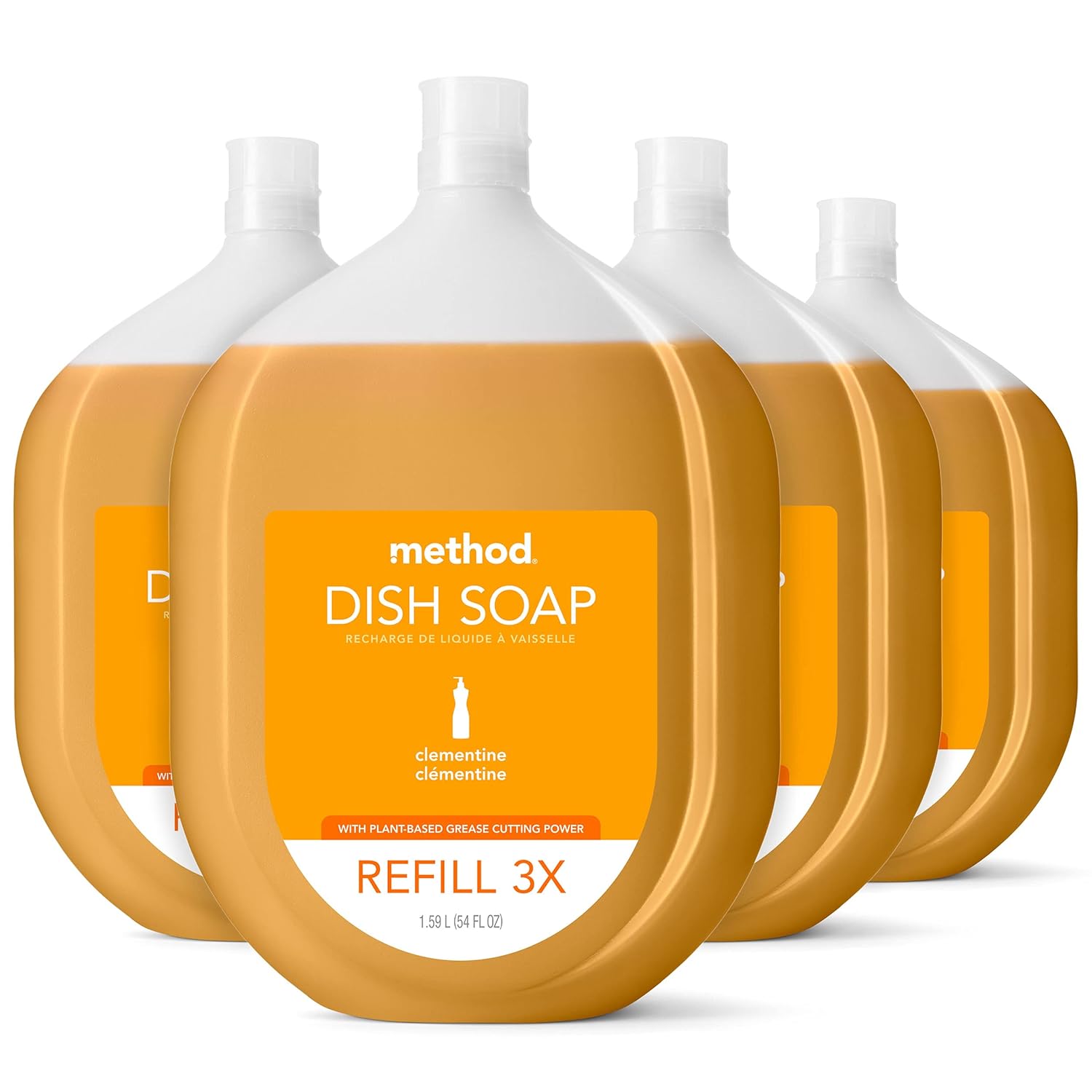 Method Gel Dish Soap Refill Clementine Scent Powerful Cleaning Formula Large Refill Tub Cuts Through Grease 54 Fl