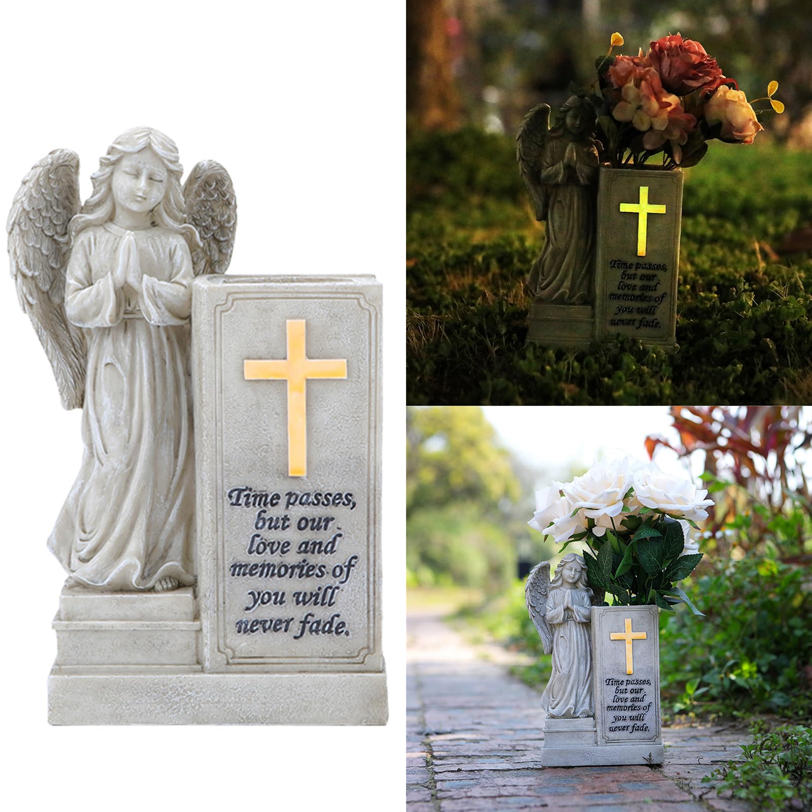 Angell in preghiera, statua da giardino fluorescente, scultura angolare impermeabile, decorazione da giardino per esterni