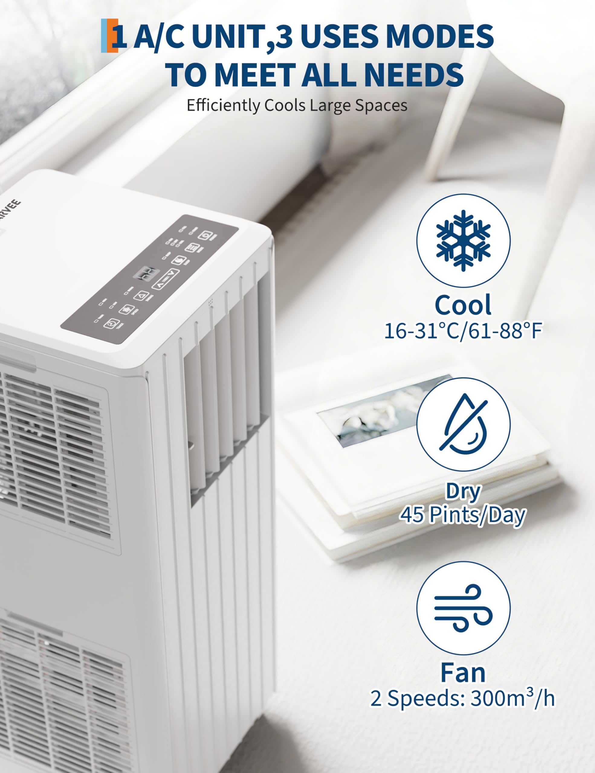 Garvee 8000 BTU Przenośny klimatyzator, kompletny zestaw okienny i pilot zdalnego sterowania w zestawie - Łatwa instalacja, chłodzi 350 metrów kwadratowych Ft Rooms, 24-godzinny timer, tryb uśpienia