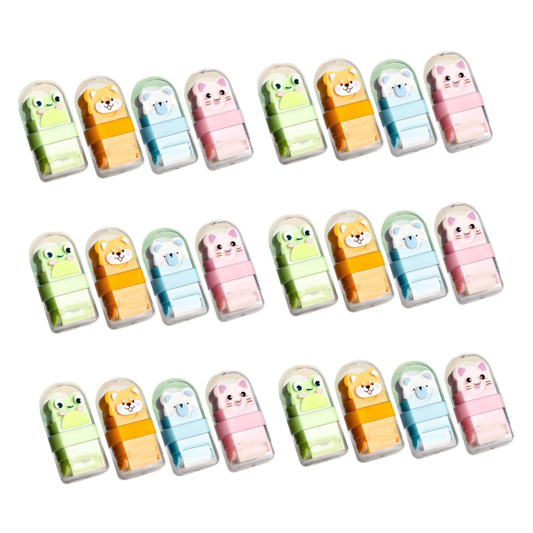 Holibanna 24 Pezzi Gomme da Cancellare a Rullo con Design Animale Cartoon Carino, Ergonomiche in Pvc per Studenti e Uso Scolastico, Perfette per Cancellare Segni di Matita