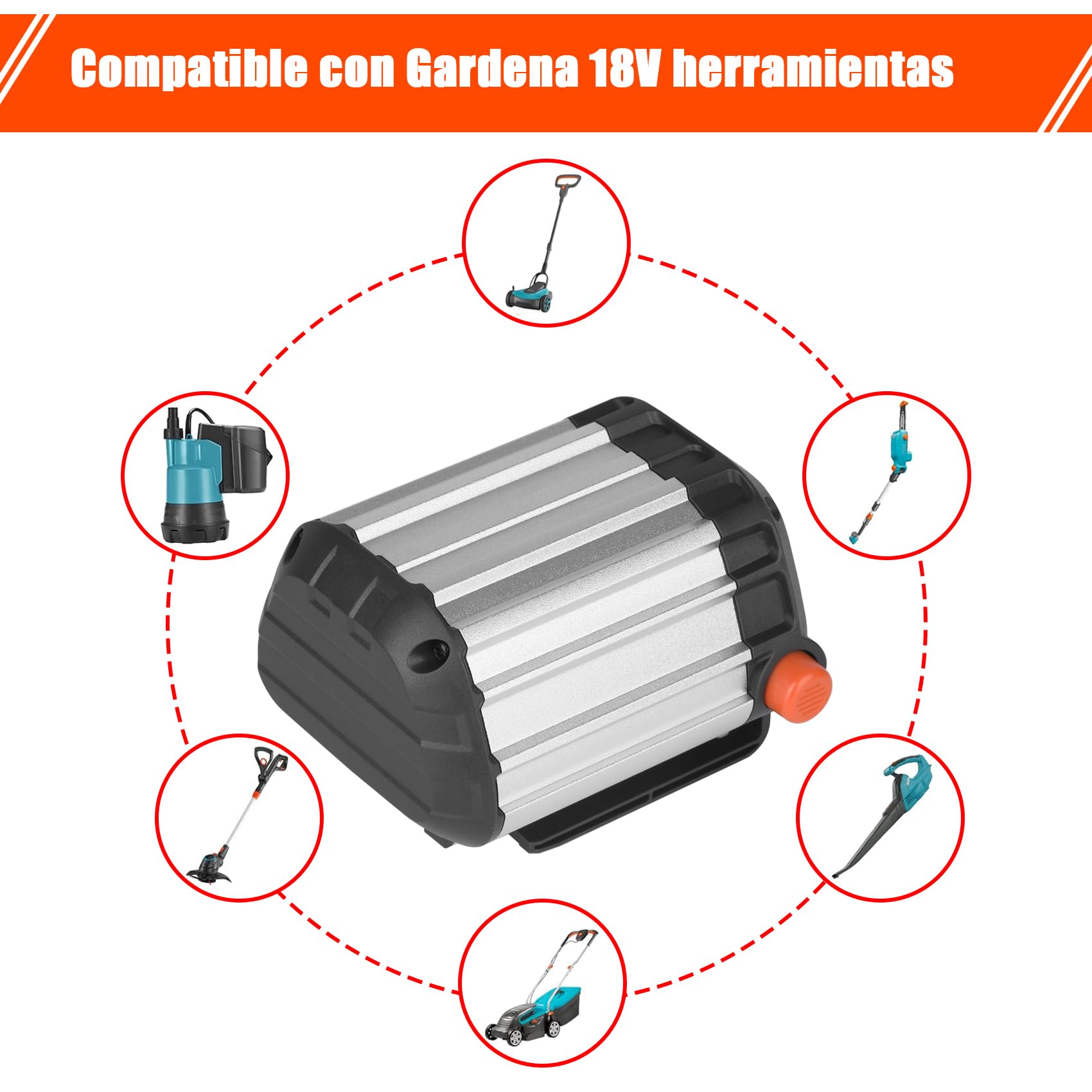 18V Batería Compatible para Gardena 18V BLi-18 Bateria 9840-20 9839-20 | REACELL 4000mAh Alta Capacidad, Baterías recargables de iones de litio, Compatible con Gardena Li-Ion System 18V Herramientas
