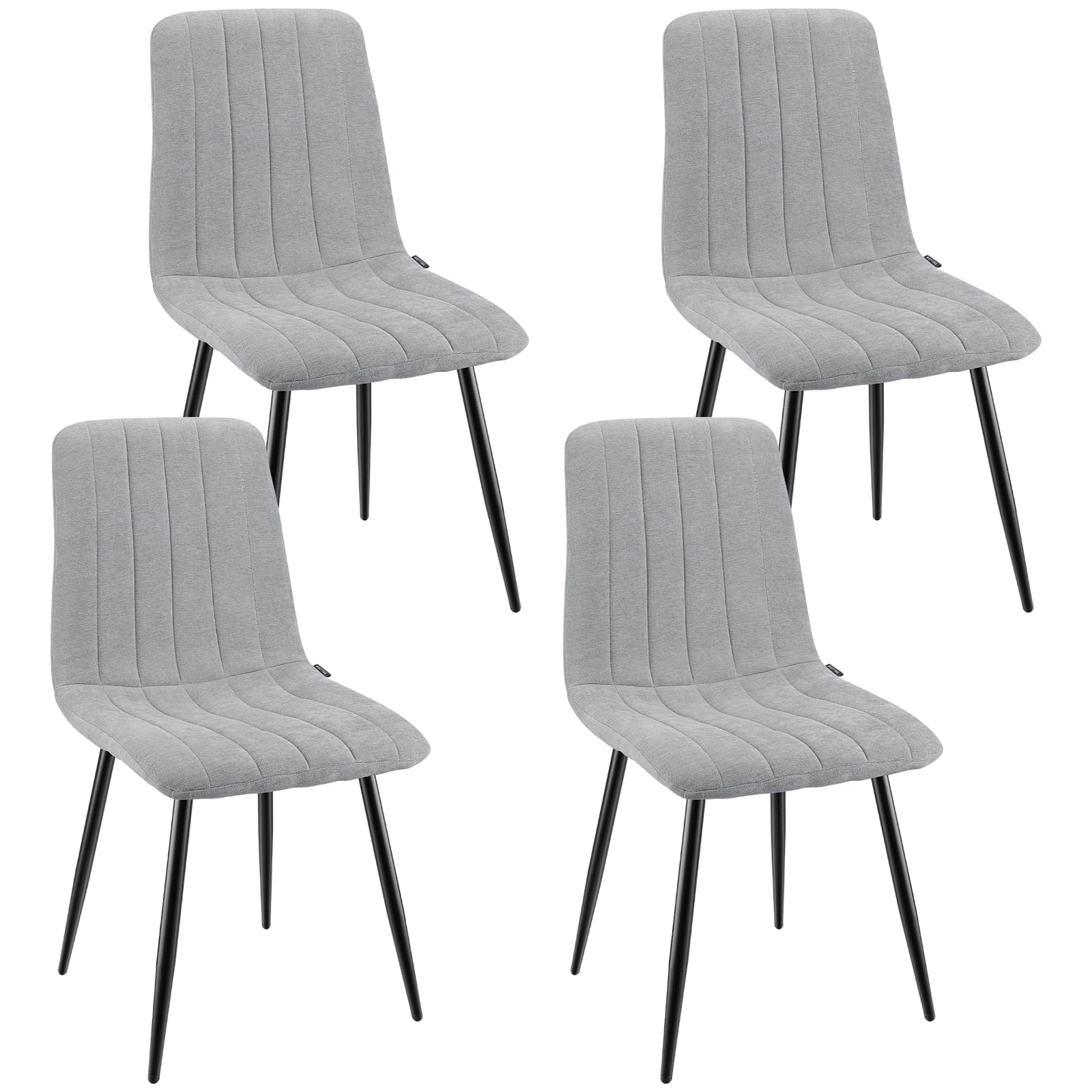 WAFTING Set di 4 Sedie da Pranzo, Sedie a Righe Imbottite con Schienale Alto con Pieds in Metallo, per Sala da Pranzo, Soggiorno, Cucina e Reception, Grigio