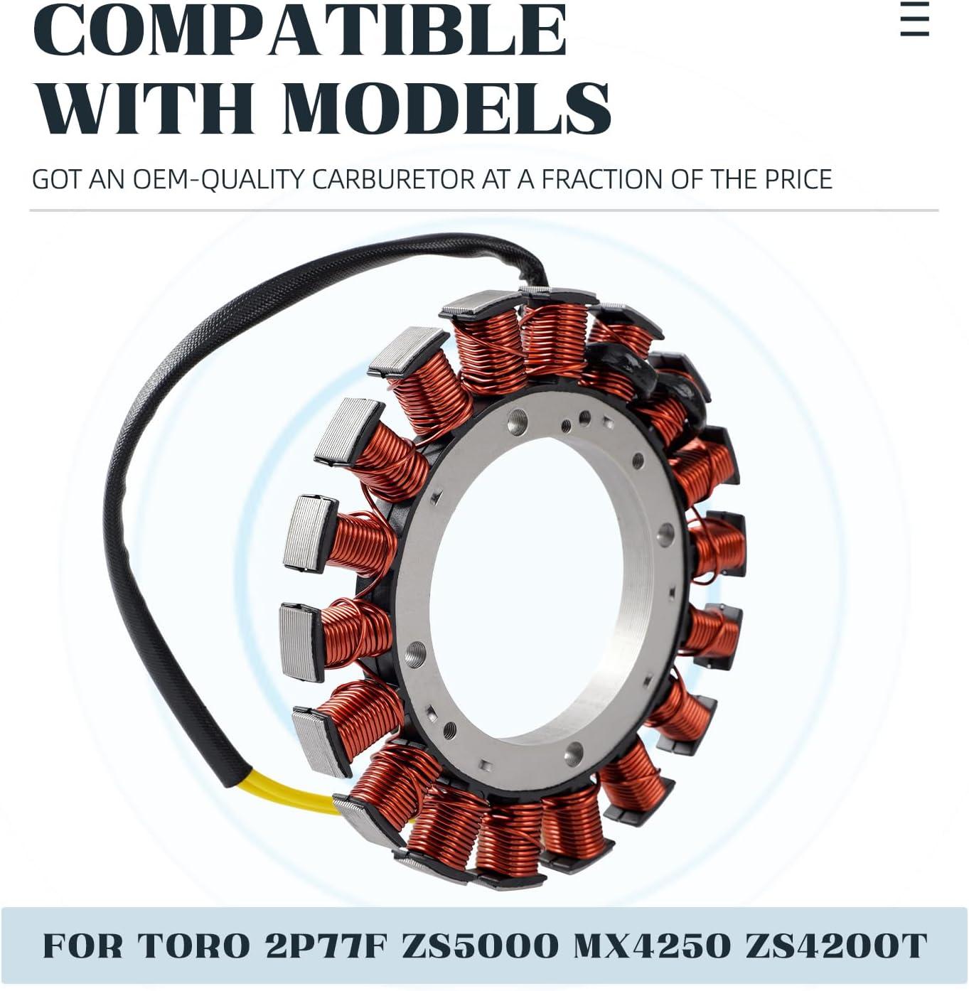 136-7876 Alternator Stator Compatible with Toro 2P77F ZS5000 MX4250 ZS4200T SW4200 MX4275T MX7075 SS4225 SS5000 X4850 ZX5400 MX5050 Time Cutter Zero-Turn Mower