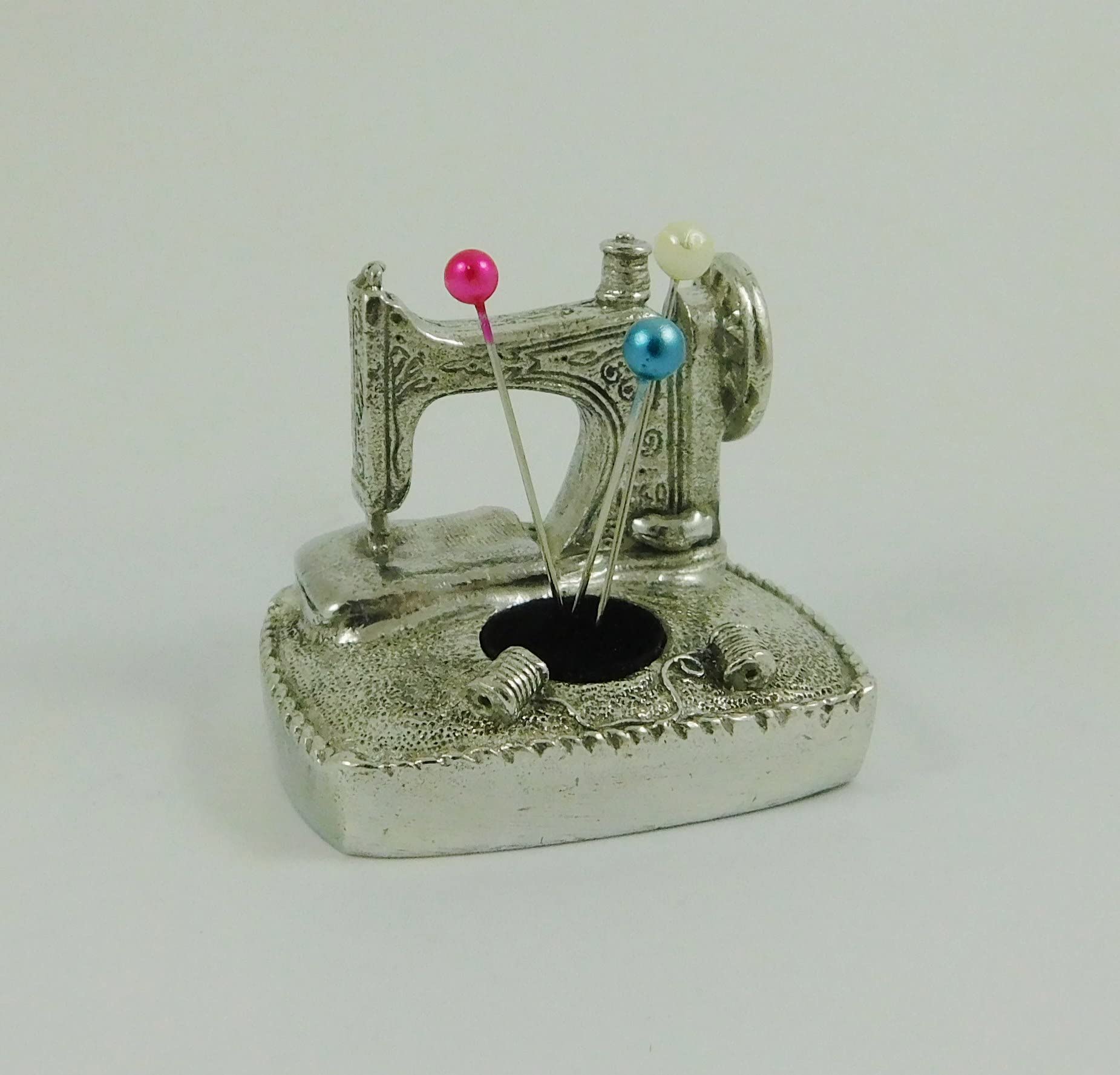 Seven Secrets Silver Solid English Pewter Pin Cushion Sewing Machine Design | 8658