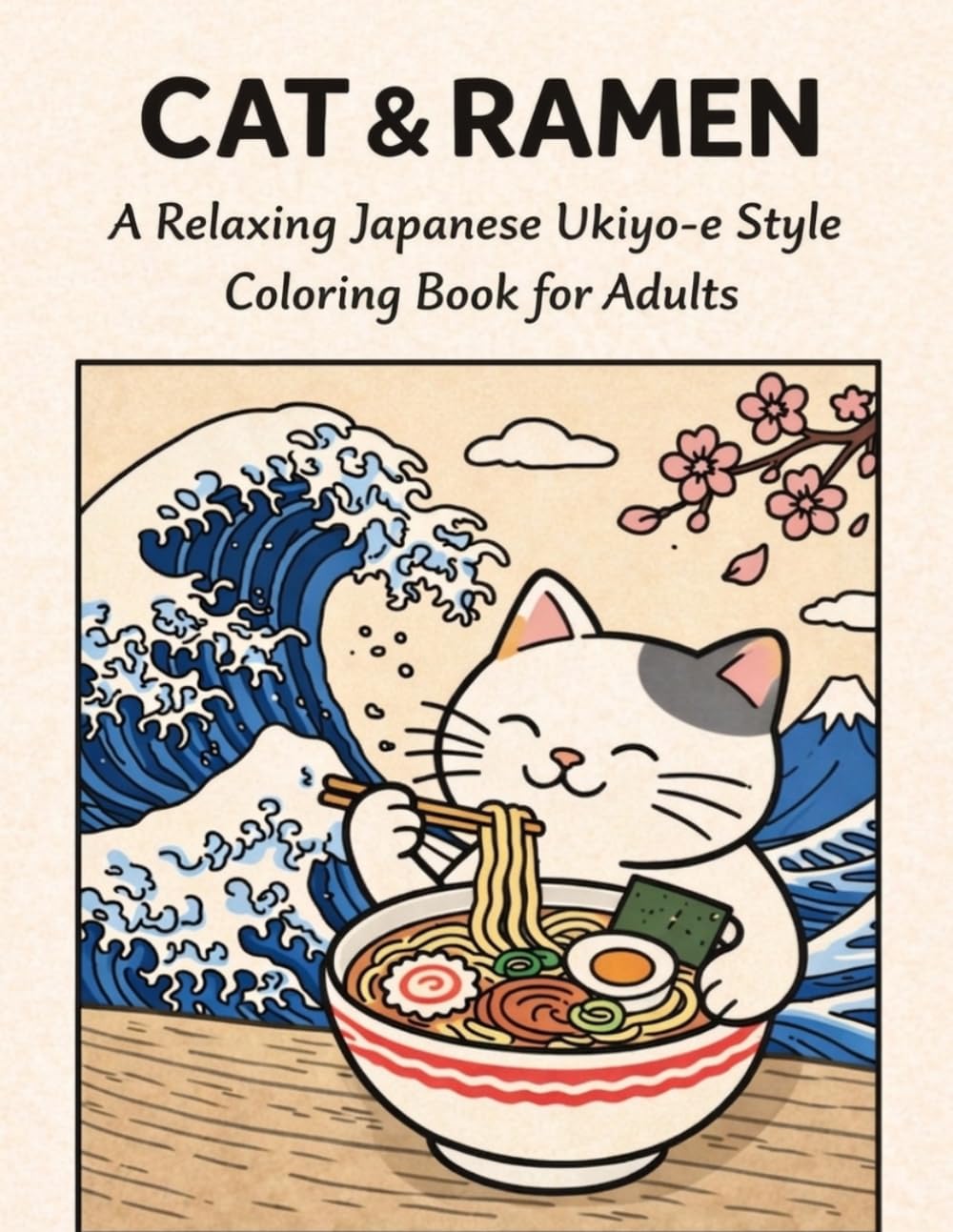 CAT & RAMEN A Relaxing Japanese Ukiyo-e Style Coloring Book for Adults: A Relaxing Japanese Ukiyo-e Style Coloring Book with Cats and Ramen for Stress Relief and Mindful Creativity