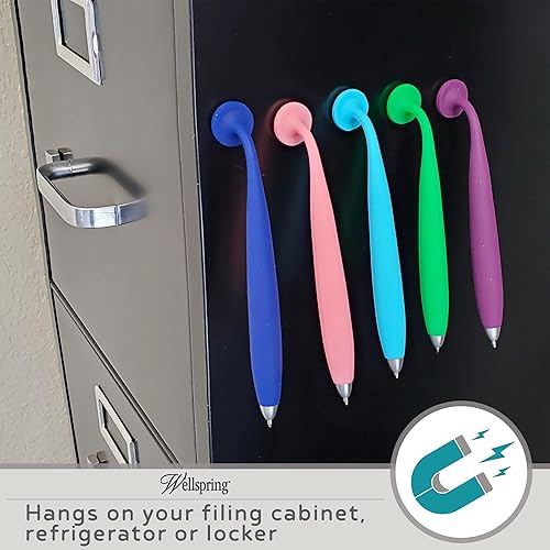 Miniatura 5 de Wellspring Wiggle Bolígrafos de escritura  Bolígrafo magnético con imán integrado para notas y listas de nevera  Bolígrafos recargables para el
