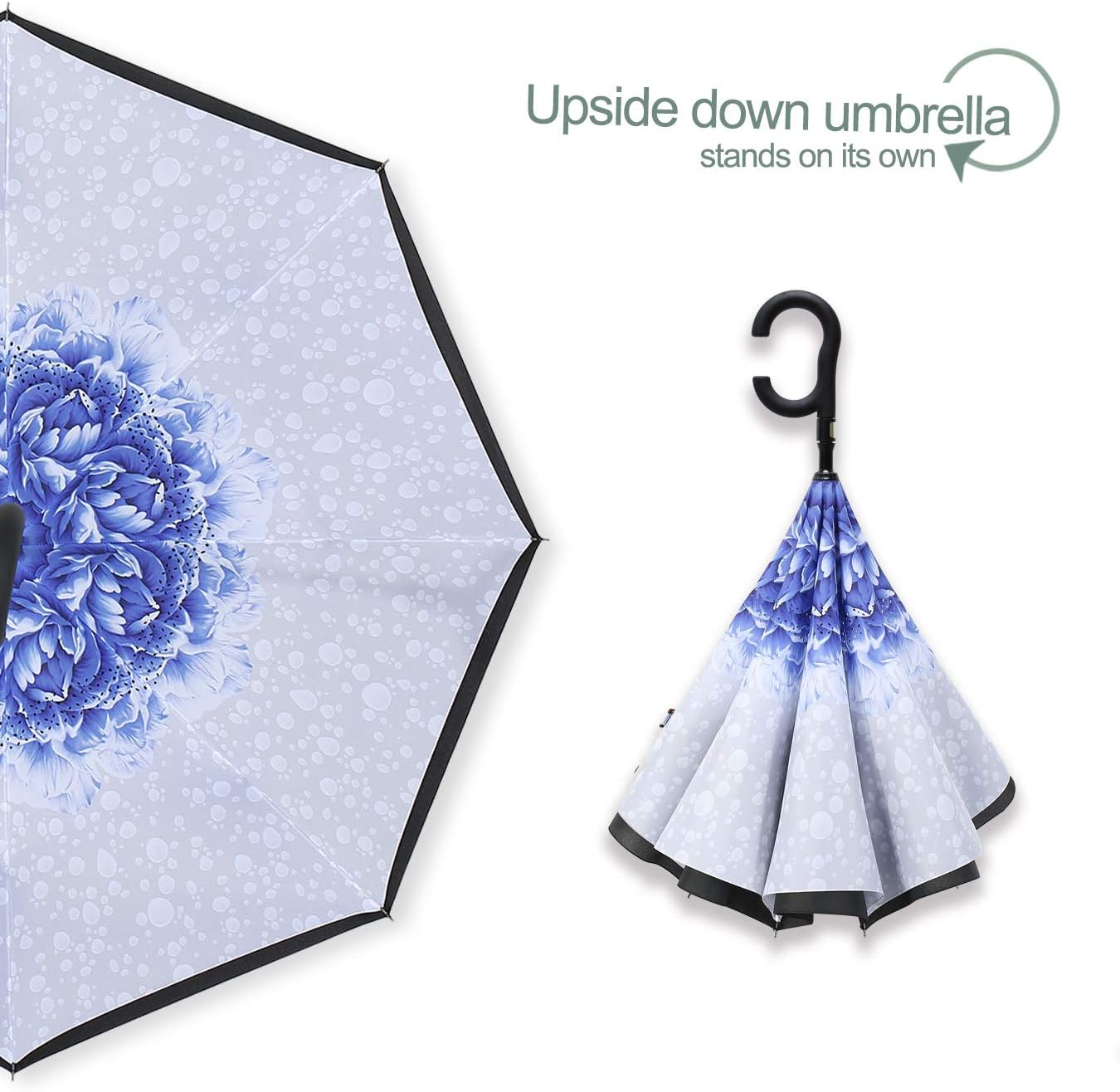 ZOMAKE Auto Open Inverted Umbrella Double Layer Reverse Umbrella, UV Protection Windproof Straight Umbrella Inside Out Umbrella for Car Rain Outdoor with C-Shaped Handle