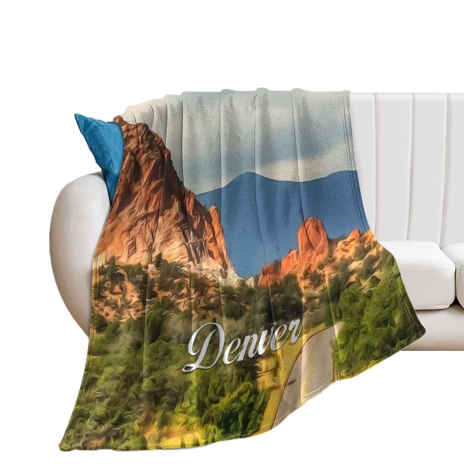 Couverture microfibre chaude flanelle pour lit Denver plaid de canapé doux Ville 101x127 cm