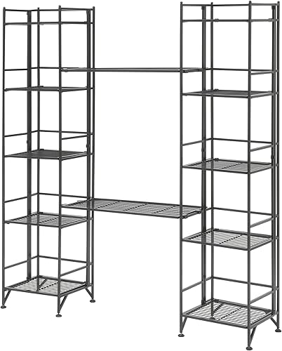 Convenience Concepts Xtra Estantes de almacenamiento, estantería de metal plegable de 5 niveles con juego de 2 estantes de extensión, estantes