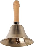 TDOCK Super Loud Solid Brass Hand Call Bell - Wedding Dinner Service Prayer Bell with Wooden Handle