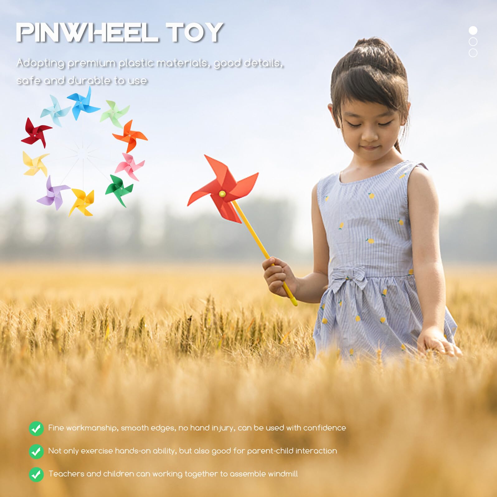 Molinetes de Viento para 12 Piezas, Kit de Manualidades de Papel, Molinillos de Colores Mixtos, Juguete Educativo Temprano para Jardín de Infantes y Juego al Aire Libre