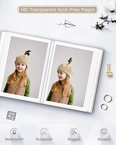 Miniatura 4 de popotop - Álbum de fotos 4x6 con 100 fotos, libros de fotos con 100 bolsillos verticales, cubierta de lino, álbumes para fotos familiares, de boda,