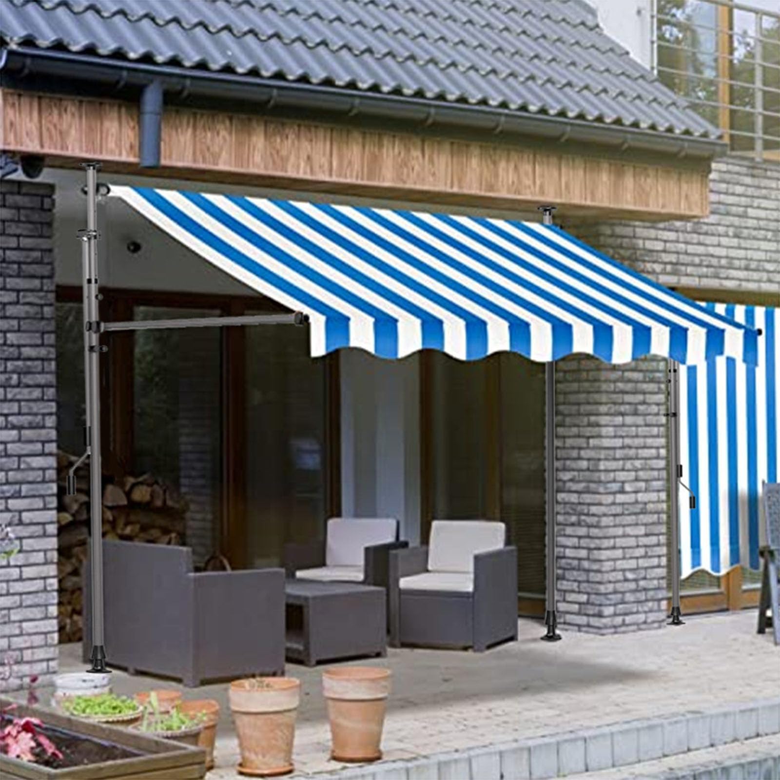 XBTGS Tela de repuesto impermeable resistente al desgarro para toldo al aire libre, accesorio de toldo de protección solar con volante, material resistente de 2,6 x 2,5 m, 3-4 x 2,5 m, 3-4 x 2,5 m