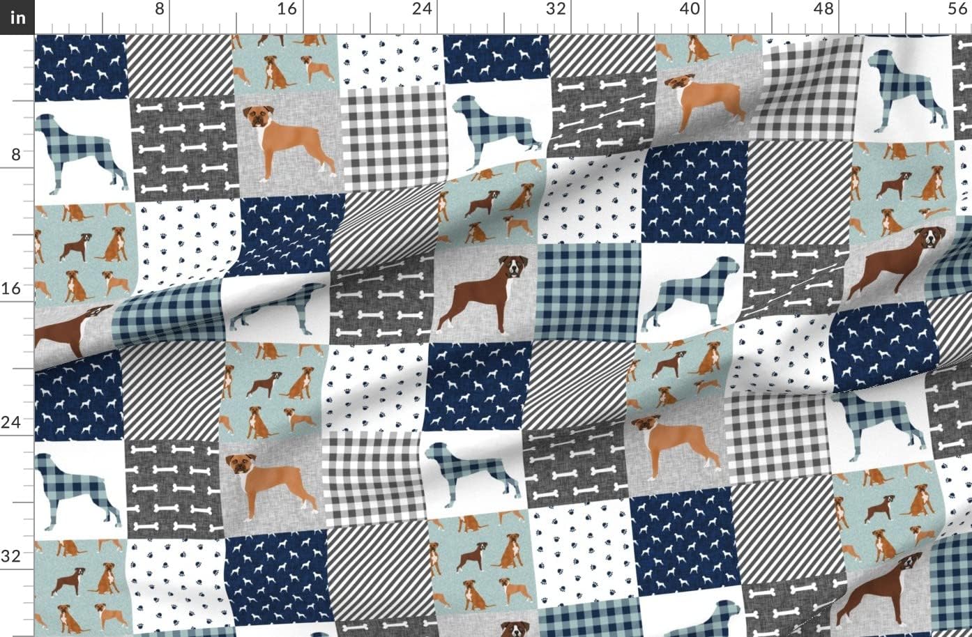 Spoonflower Fabric - Boxer Pet Quilt Dog Breed Nursery Cheater Wholecloth Dogs Portrait Printed on Organic Cotton Sateen Fabric by The Yard - Sewing Quilting Apparel Home Decor