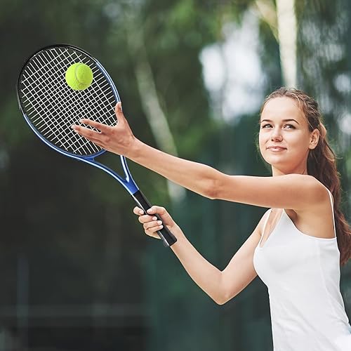Miniatura 6 de HXE Raquetas de tenis, raqueta de tenis preencordada de fibra de carbono de 27 pulgadas para adultos con pelota, agarre y bolsa de transporte
