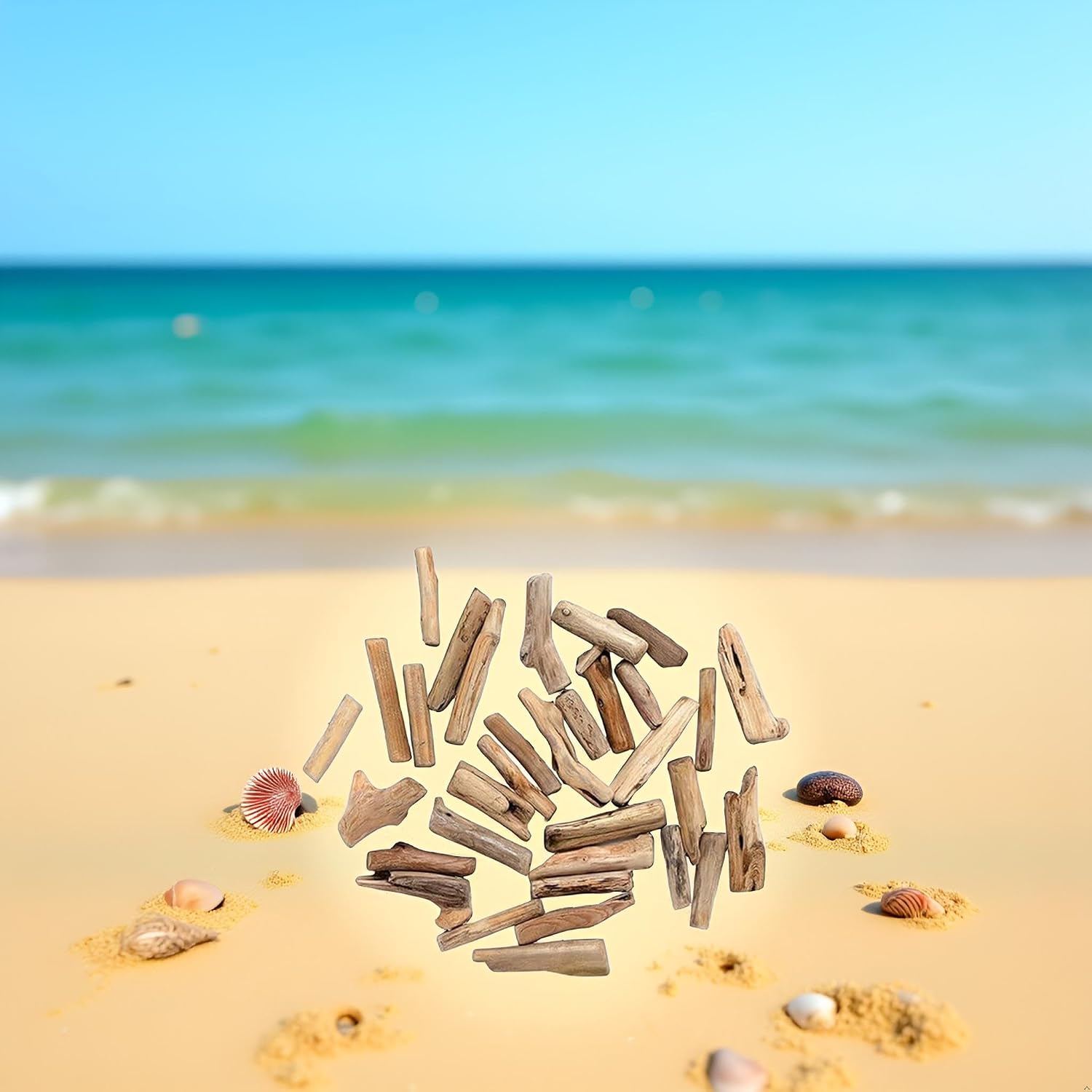 20 Pcs Natural Driftwood Pieces Branch Slices Craft Sticks Beach Decor for for DIY, Craft Sticks, Craft Supplies Craft Sticks Crafts and Sewing