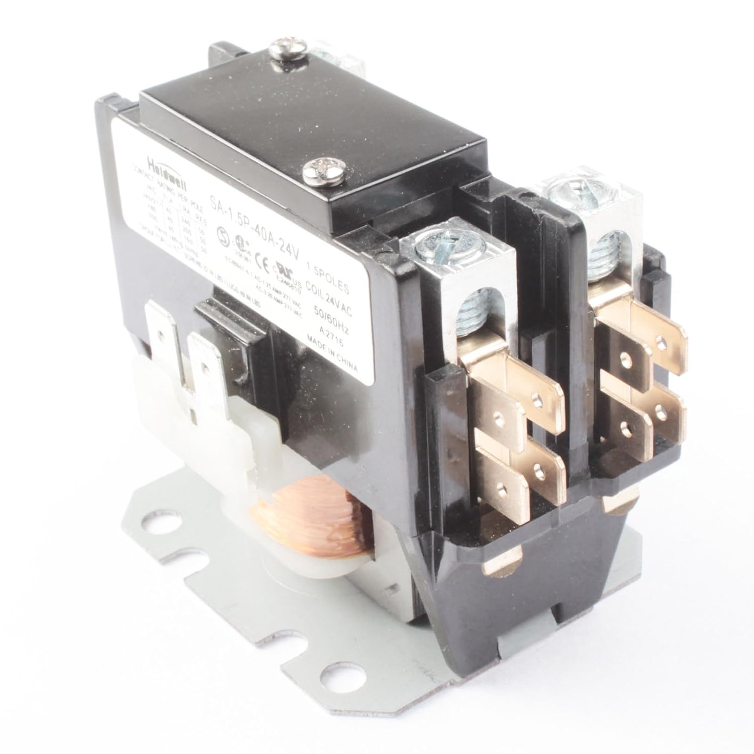 Holdwell SA-1.5P-40A-24V 1 Pole Normally Open Double Make with shunt 40 Amp 24V Coil Definite Purpose Air Conditioner Contactor