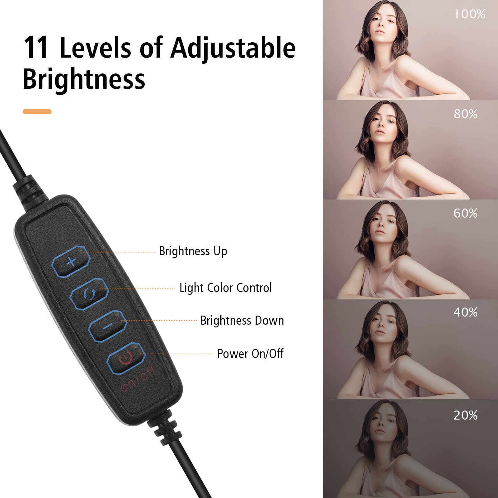 Andoer 2 Pcs Luce Video LED RGB USB Treppiede Regolabile, Luce LED Fotografia USB Dimmerabile 3200K-5600K per Registrazioni Video Fotografia YouTube