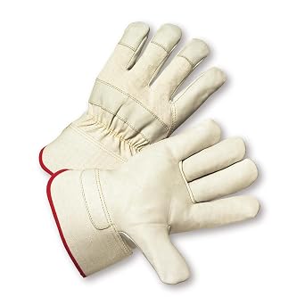 West Chester 8000 XL Premuim Top Grain Cowhide Leather Palm Gloves, XL 5.5" x 12.25", White Pack of 12