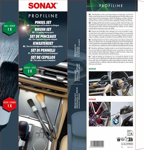 SONAX PROFILINE PinselSet (2 Stück) für die Reinigung von Felgen, Emblemen, Lüftungsschlitzen und Anderen schwer zugänglichen Bereichen am Fahrzeug | Art-No. 02990000 - 2