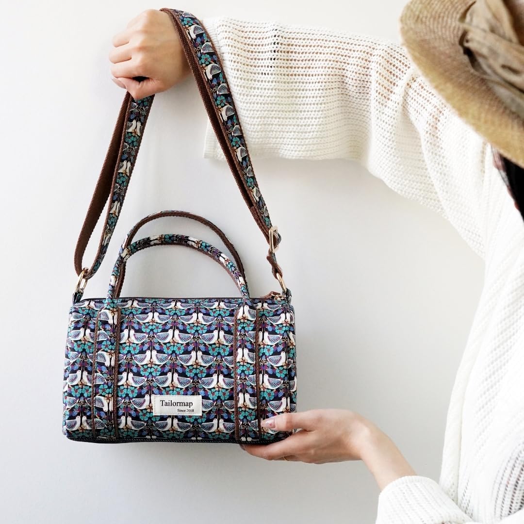 Mini Boston Bag for Women, Handmade Liberty Floral Satchel, Small Lightweight Designer Top Handle Crossbody Purse