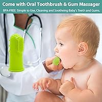 Vista 6 de Manopla de dentición para bebé con cepillo de dientes para bebé y masajeador de dentición guante de dentición para bebé 2 manoplas con cepillo