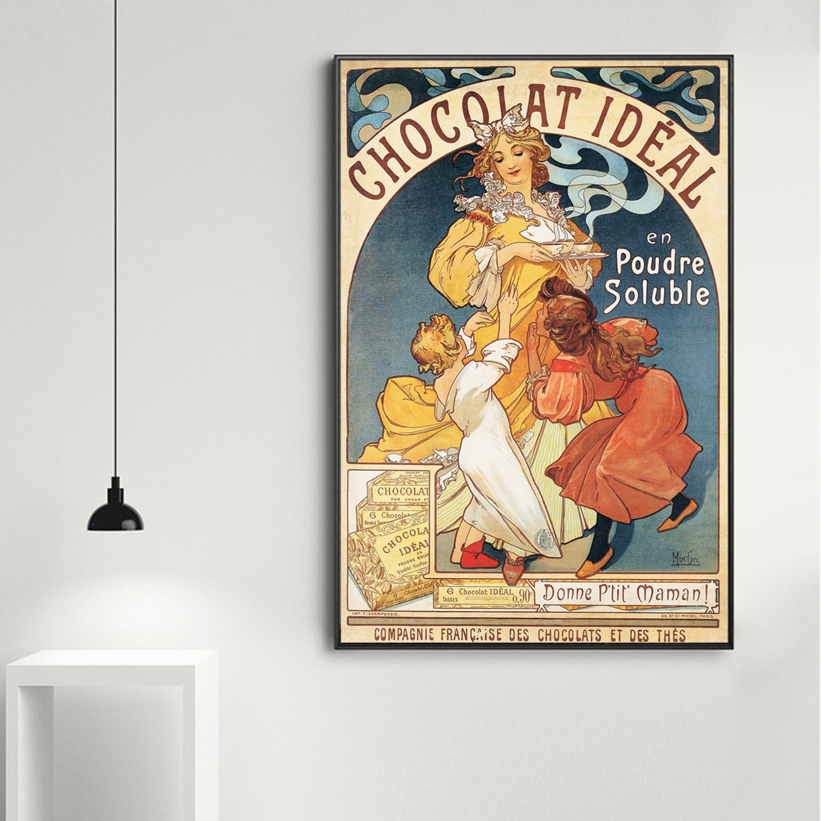 Tableau Encadré Mucha Art Nouveau - Reproduction Vintage Prête à Accrocher, Décor Mural