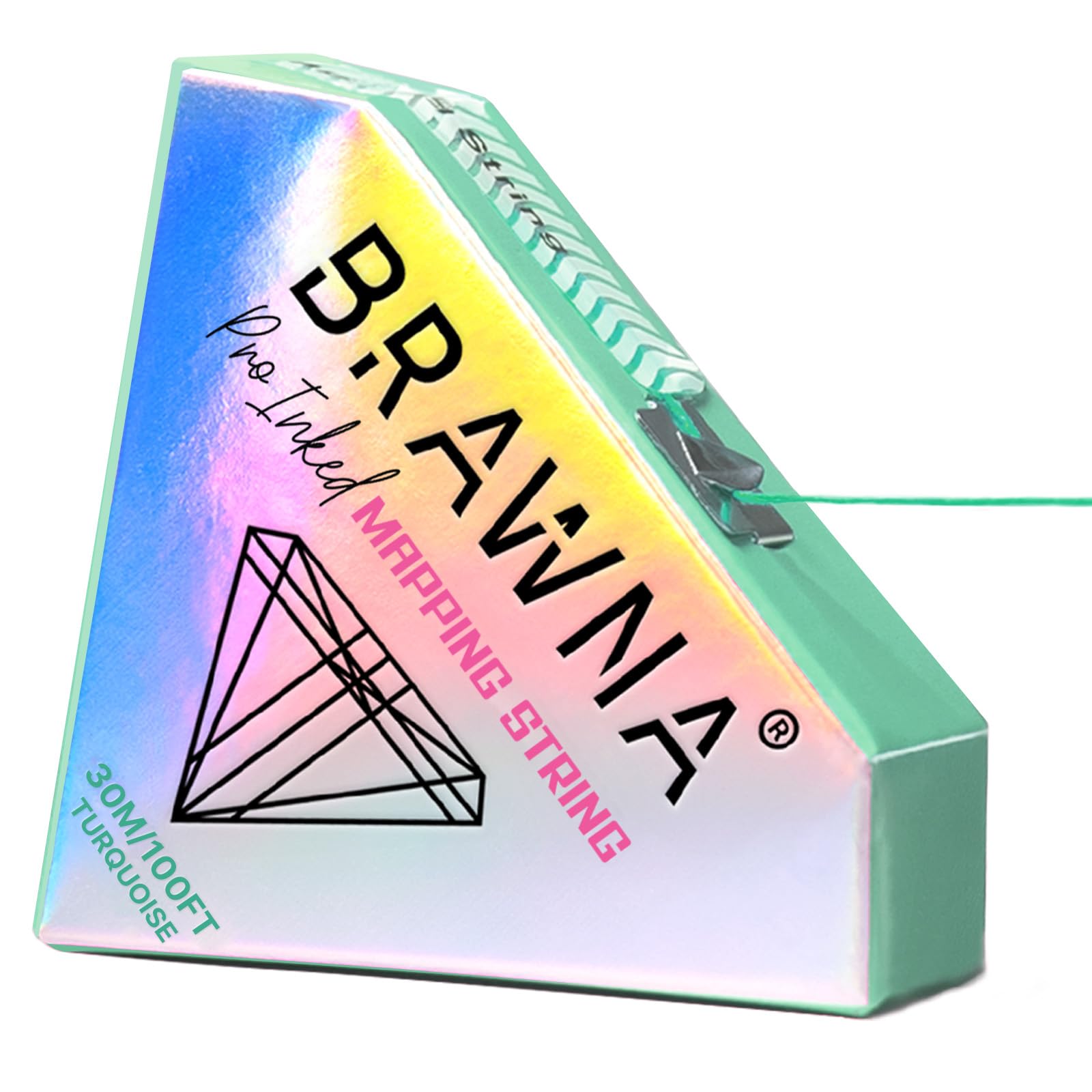 BRAWNA [ 30 M ] Mapping String for Eyebrow and Lip Measuring - PMU Supplies - Pre inked Mapping Thread - Microblading Kit - Turquoise