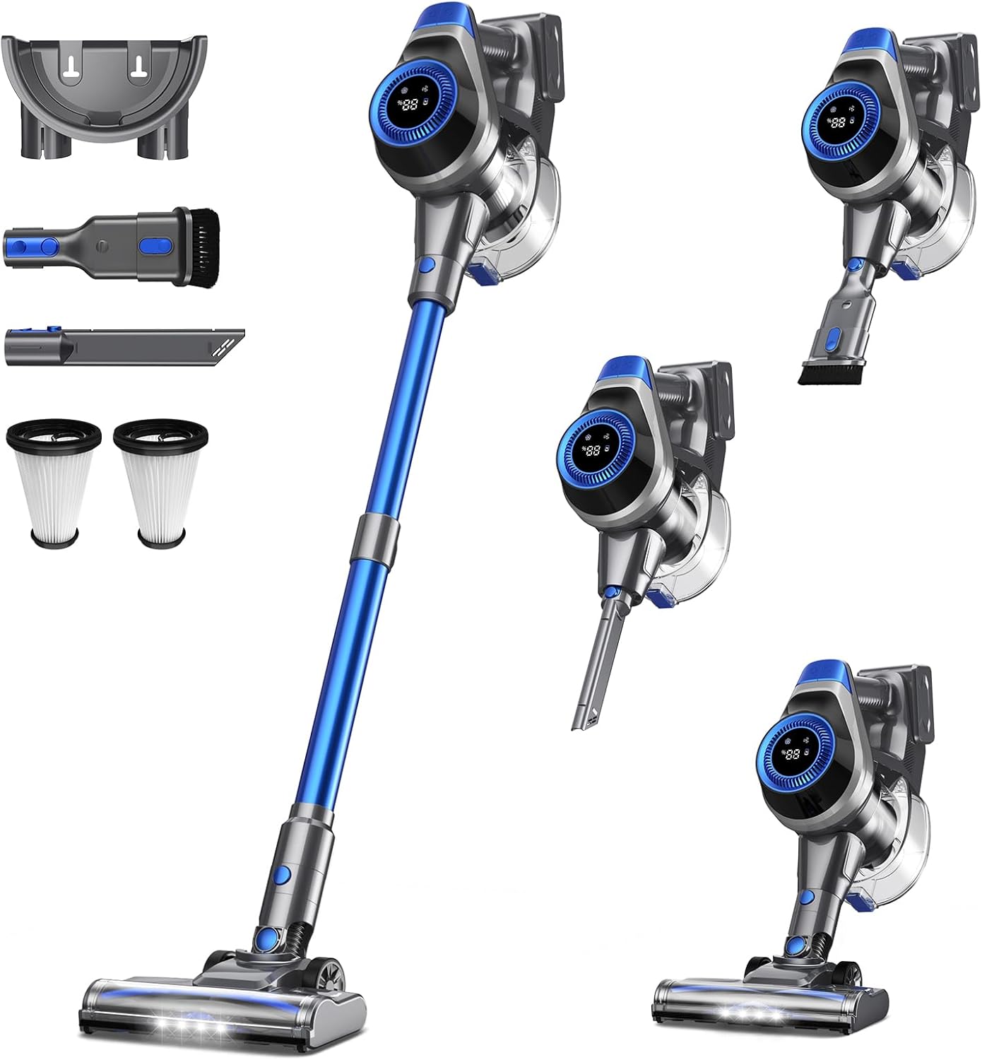 Dzaki Cordless Vacuum Cleaner, 400W 35KPa Cordless Vacuum Cleaner for Home, Cordless Stick Vacuum with LED Display, Anti-Tangle Self-Standing Rechargeable Stick Vacuum for Home Pet Hair Hard Floor