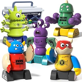 Sponsored Ad - BLmukce Magnetic Robot Toy for Kids 3-5, 35 PCS STEM Educational Playset with Storage Box, DIY Stacking Mon...