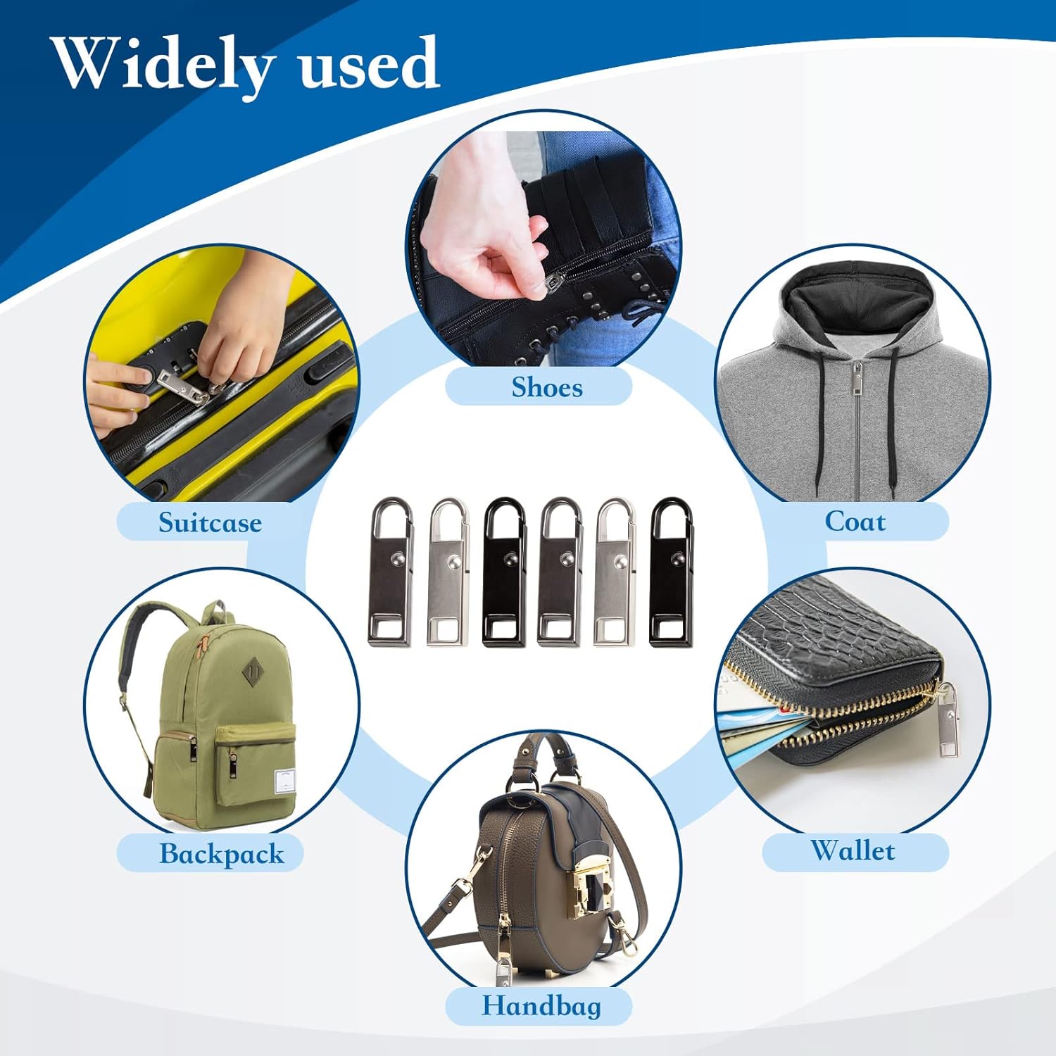 LPH 6pcs Zipper Pull, Zipper Pull Replacement, Detachable Zipper Pulls Repair Kit forJackets Backpacks Clothing Boots Purse Coat.