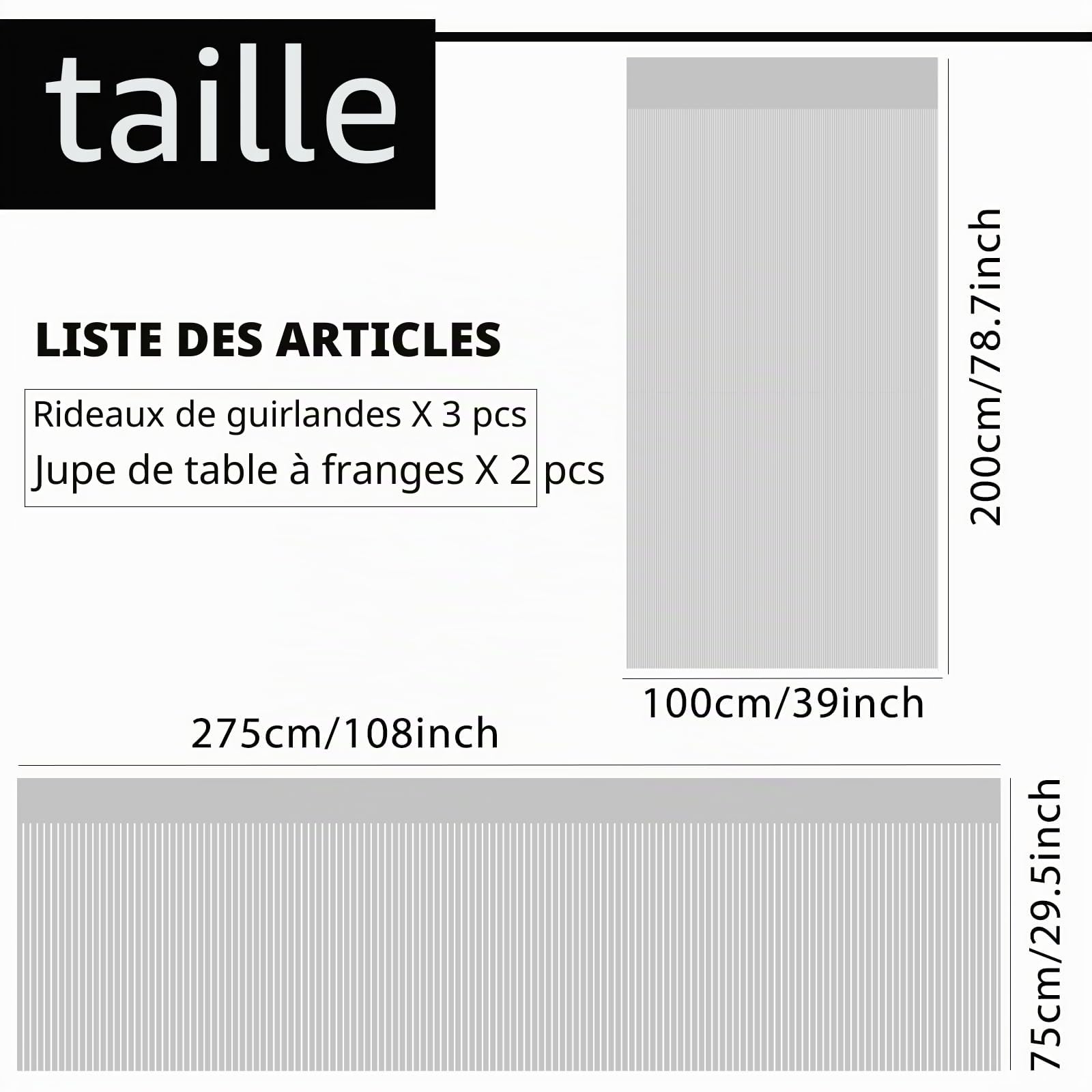 Lot de 5 rideaux à franges en feuille d'aluminium champagne doré et jupe de table à franges pour anniversaire, mariage, fête prénatale, remise de diplôme