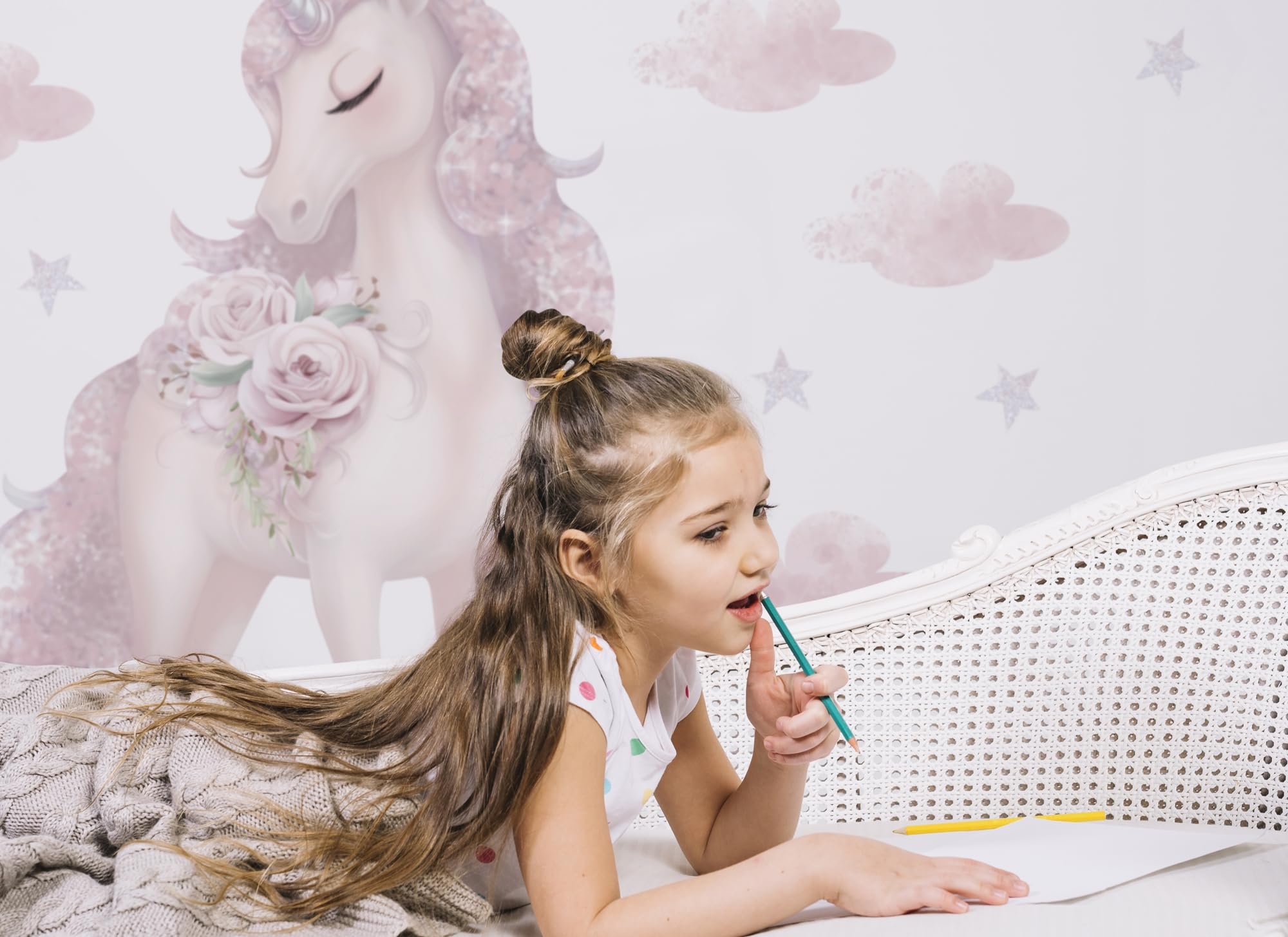 Stickers muraux enfants licorne os2064 pour émerveiller votre petite fille