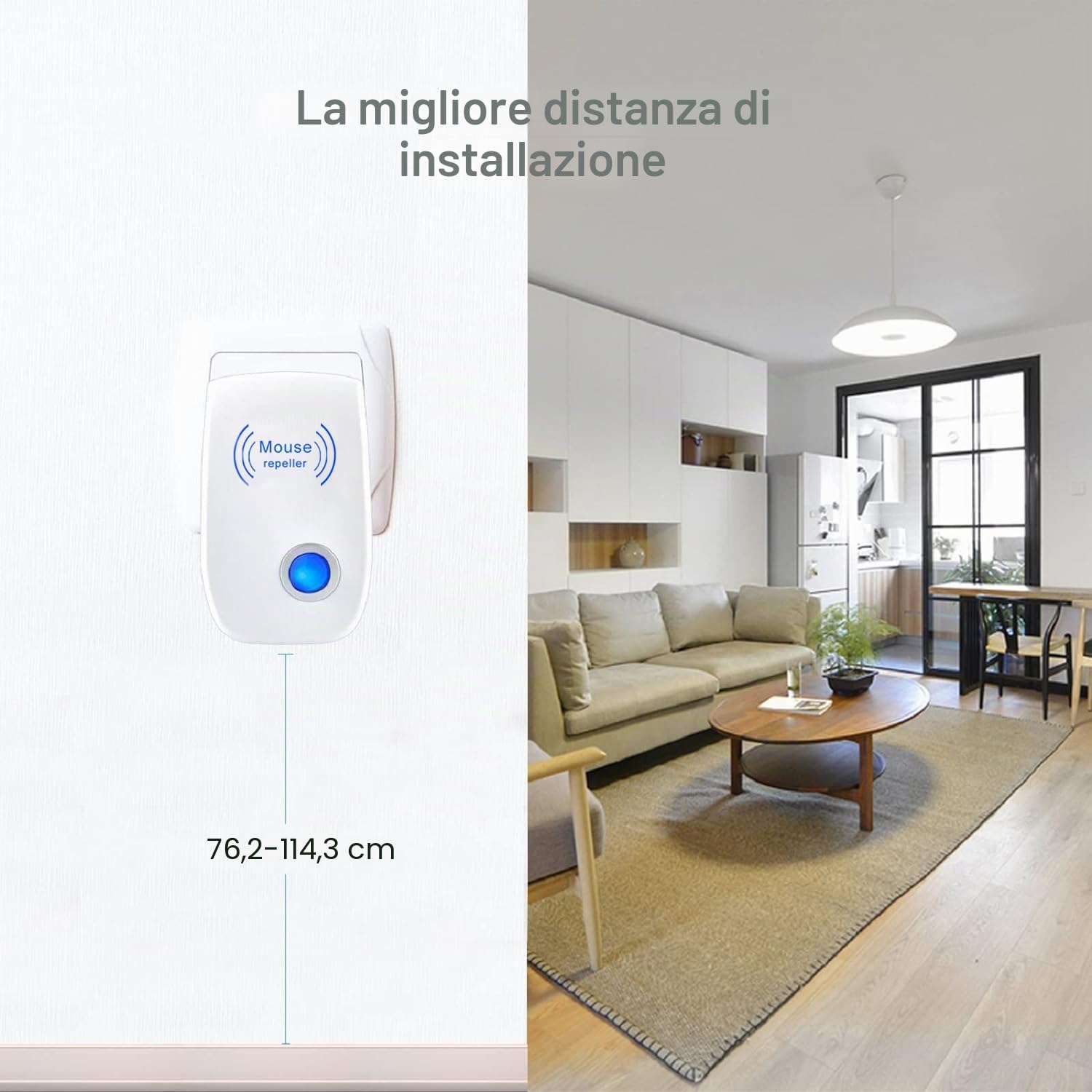 Ultrasuoni Topi e Ratti Repellente per Ratti Ultrasonico Repellente Contro Insetti Rassicurante per Bambini e Animali domestici per uso interno 8pcs