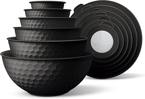 Miniatura 51 de COOK WITH COLOR - Tazones para mezclar anidables, juego de 12 tazones de plástico con tapas, aptos para microondas (menta degradada)