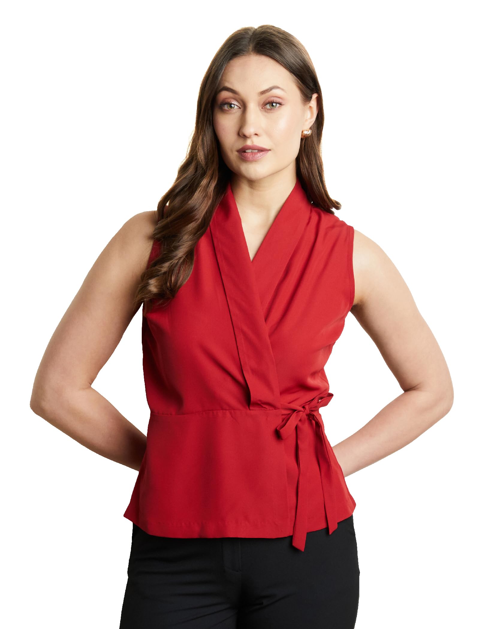 symbol premium Women's Solid Sleeveless Wrap Top (Regular Fit | Desk-to-Dinner)-picture-54