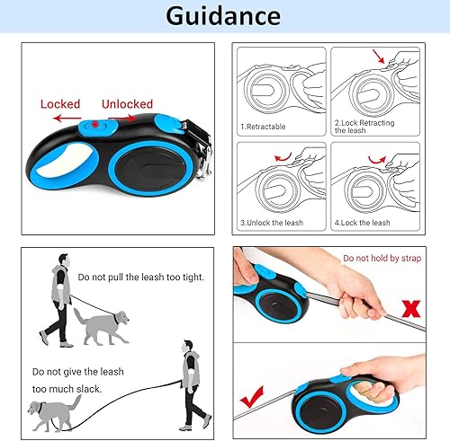 Miniatura 5 de Segarty Correa retráctil para perro de 26 pies, correa retráctil para perros pequeños, medianos y grandes de hasta 110 libras, 1 botón de rotura y