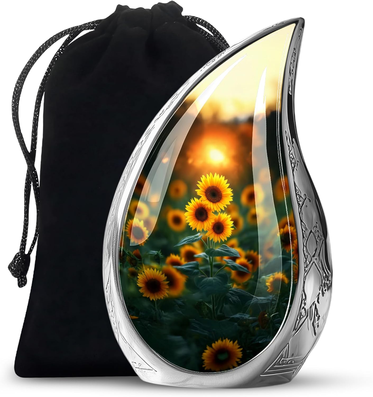 Sunflower Field Urns for Human Ashes Adult Male & Female, Large Cremation Urn for Human Ashes Adult Mom & Dad, Funeral Memorial Urns Mom & Dad 10 Inch