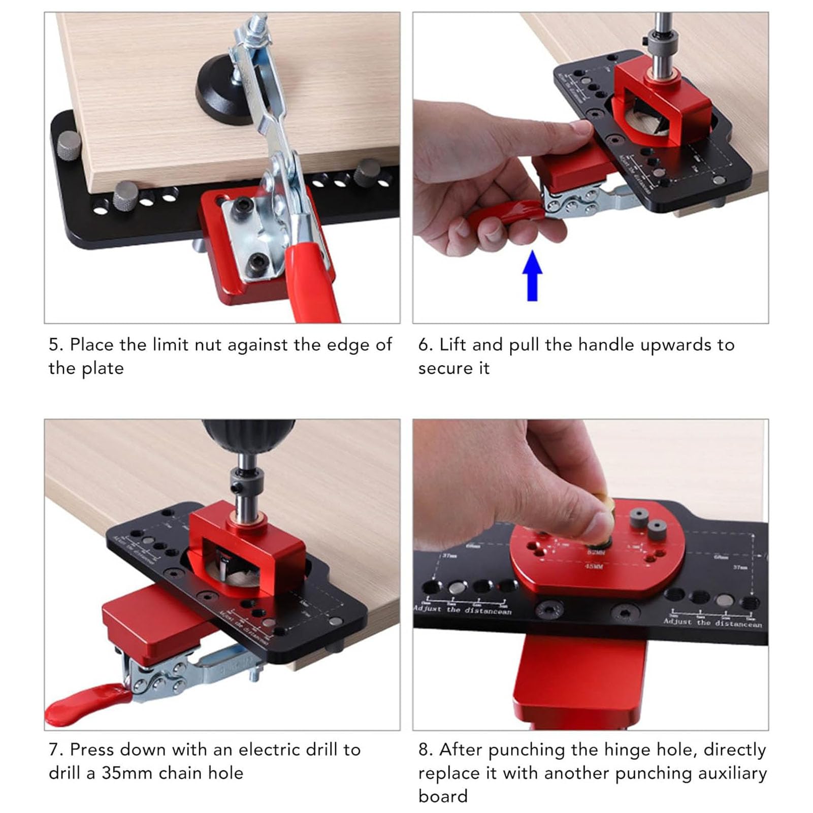Keenso Calibre de perforación oculto para bisagras de aleación de aluminio para una instalación precisa de gabinetes en carpintería y bricolaje, guía de agujeros de 35 mm para placas de 15-25 mm