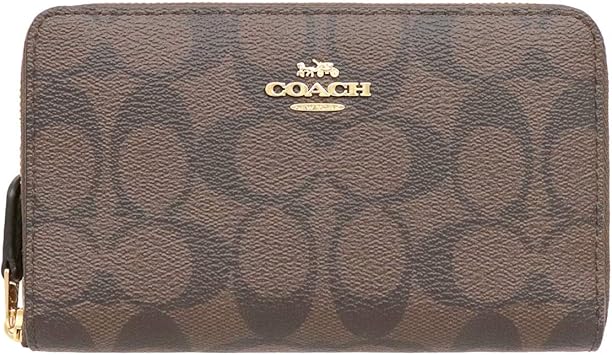 COACH(コーチ) 2つ折り財布新品同様  シグネチャー柄 88913 ダークブラウン×黒 ラウンドファスナー/パスケース付き PVC(塩化ビニール)×レザー CO078DU011529_thumb.jpg