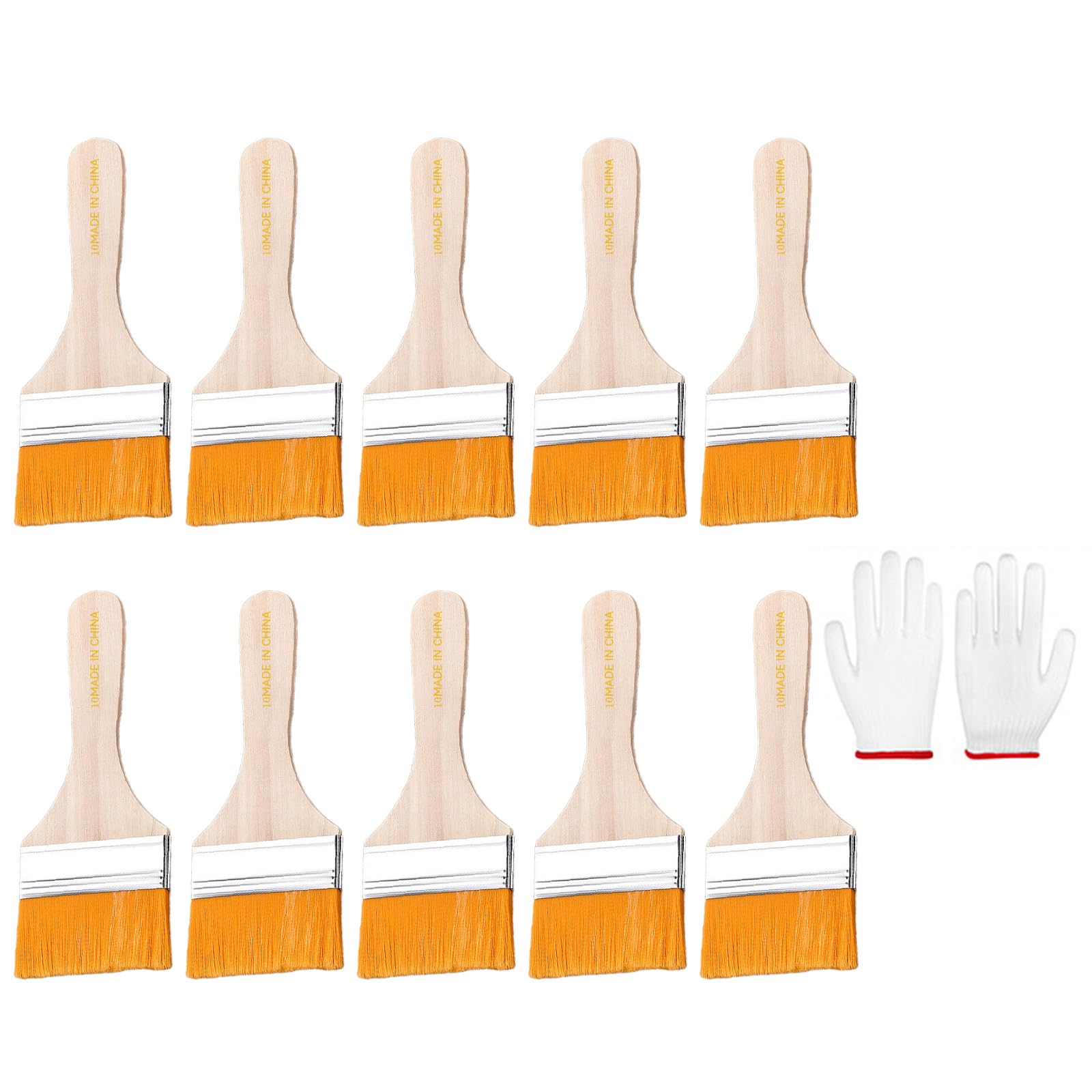 10 pennelli con setole morbide e manico in legno, include 1 paio di guanti per armadi da parete e bordi, strumenti per la pulizia della casa