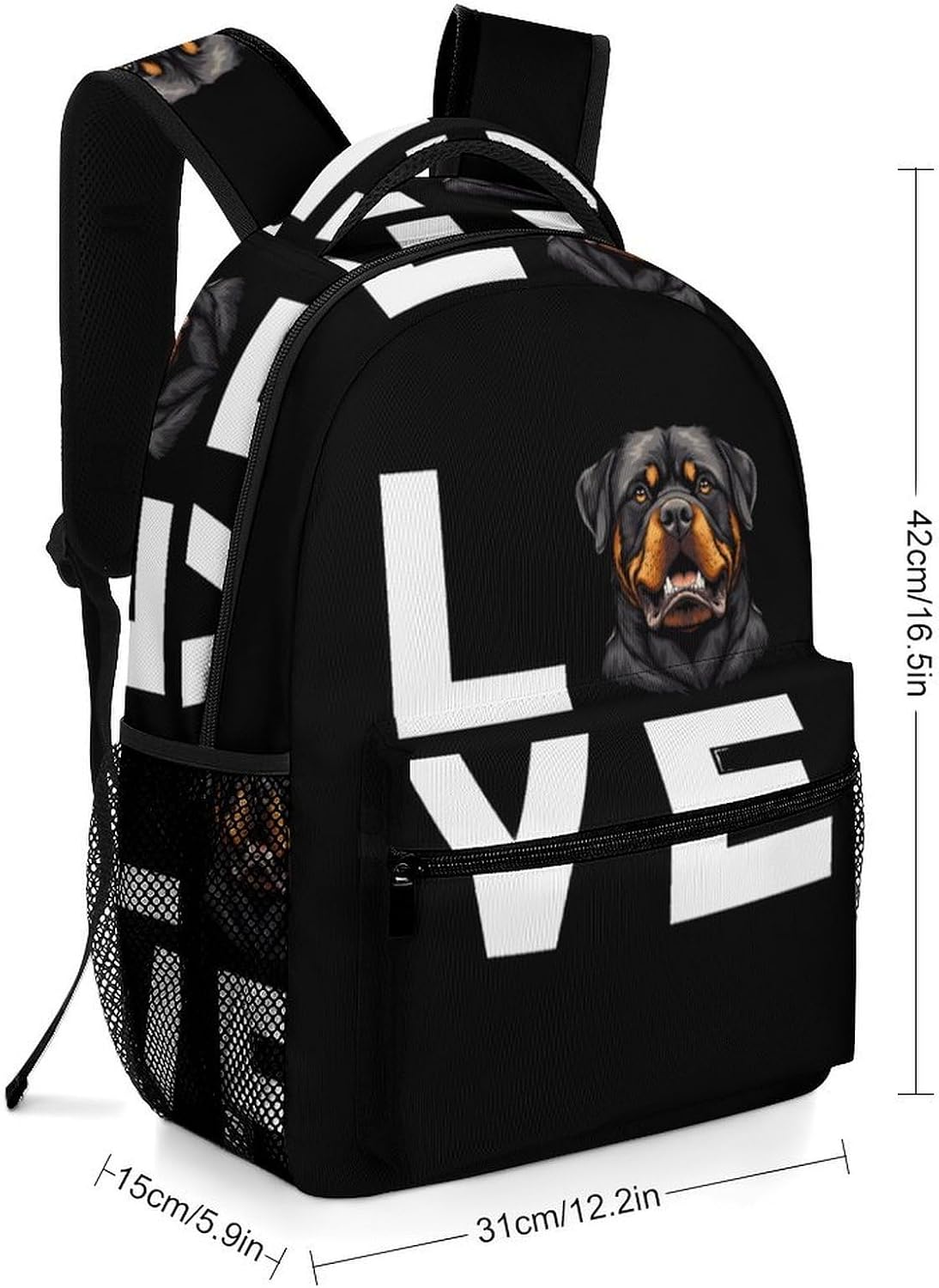 I Love Rottweiler Dog Novelty Backpack Lightweight Printed Daypacks image 2